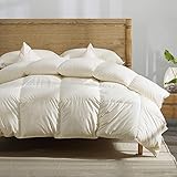 APSMILE Bedding Luxurious All Season Siberian Goose Down Comforter Queen- 1200TC 100% Original Cotton Cover,45 Oz Hypoallergenic Medium Warmth Duvet Insert (90x90 ins, Off-White)