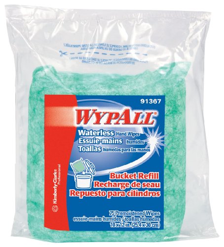 WypAll 91367CT Waterless Cleaning Wipes Refill Bags, 12 x 9, 75 per Pack (Case of 6)
