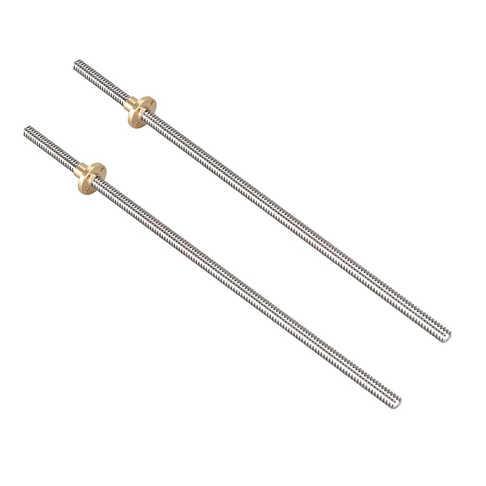 iYueMps 2 Pack 100mm 8mm Lead Screw 3D Printer Stainless Steel Threaded T8 Lead Screw Rod Linear Rail Bar Shaft with T8 Nut