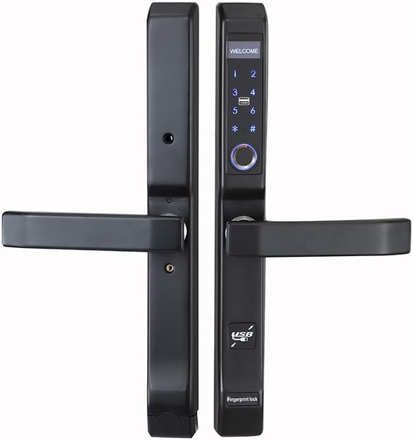 SHENMADONG Biometric Fingerprint Door Lock, Smart Door Lock with Password Keypad Induction Emergency Keys Card Door Access Security Entry Apartment Home Smart Fingerprint Lock Intelligent Door Lock