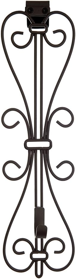 Wreath Hangers - [Front Door WREATH HANGER] - Elegant Design | ADJUSTABLE Hook Length for Tall and Small Doors | PADDING to Prevent Damage like Scratch and Dents | Heavy Duty Cast Iron Metal Hangar - (Brown)