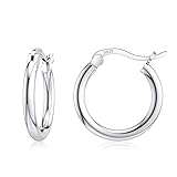 JIAYIQI Sterling Silver Hoop Earrings for Women 18K