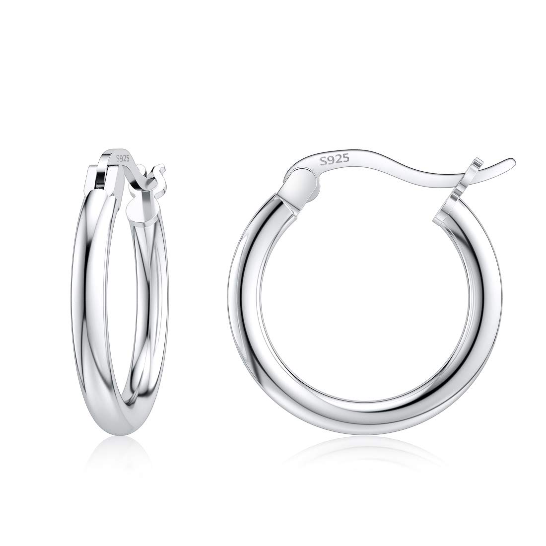 DALARAN 14mm Sterling Silver Hoop Earrings for Women Hypoallergenic Earrings