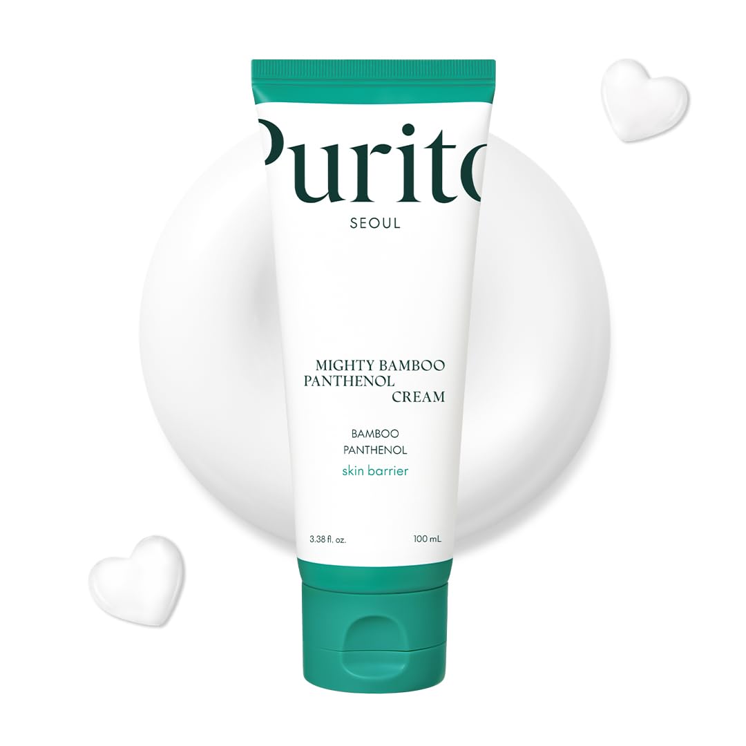 PURITO Mighty Bamboo Panthenol Cream, 10% Panthenol for Blemish Recovery & Glow Boost, Post-Acne Moisturizer, Silicone-Free, Non-Comedogenic, Vegan, Korean Skincare, 3.38 fl oz / 100ml