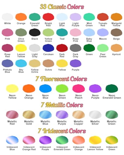 X Art Hub Airbrush Colours – 54 Colours with 250 ml Thinners, Acrylic Paints for Iridescent Modeling, Neon and Metallic Ready to Use, Water-Based Paint Set