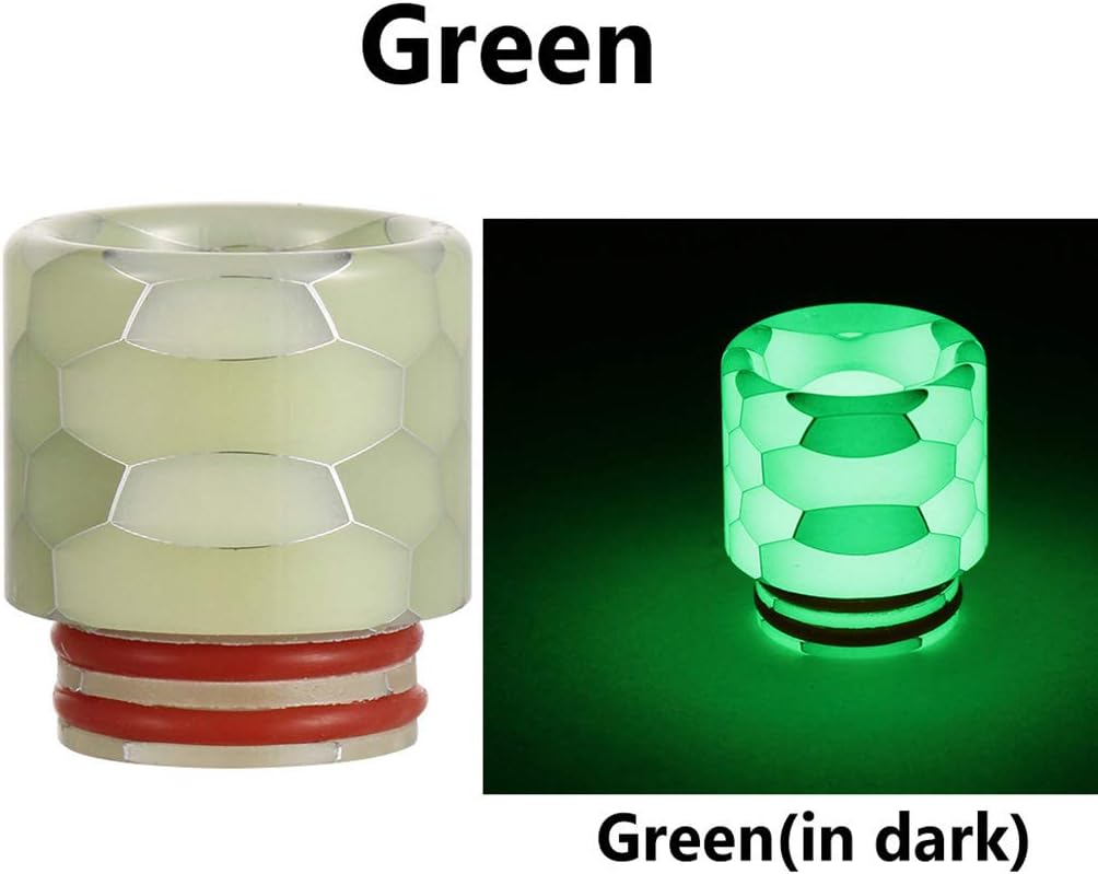 ruiruiNIE 1Pc Resin Quick Fitting 810 Snakeskin Drip Tip Connector Honeycomb Luminous Night Light Atomizer Wide Bore TFV12/8 Mouthpiece Nozzle - Green