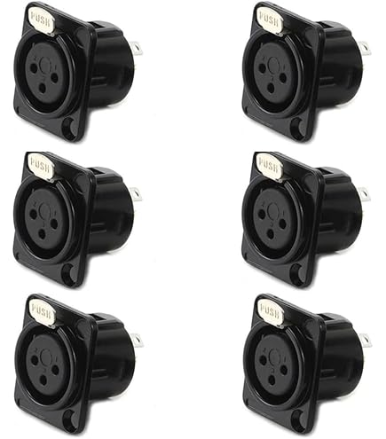 6-Pack XLR 3-Pin Female Panel Mount Chassis Connectors For Audio Projects