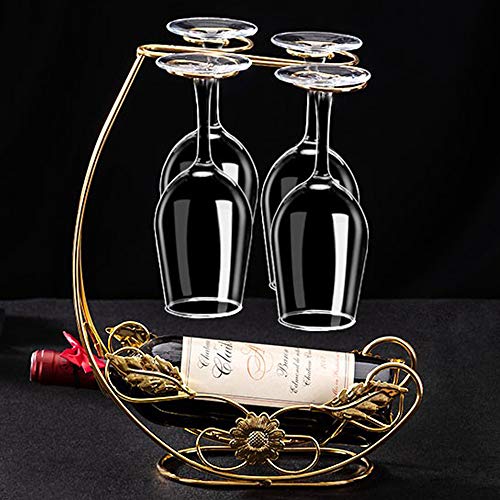Homye Countertop Wine Rack with Glass Holder Freestanding Wine Holder