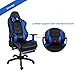 Kinsal Ergonomic High-Back Large Size Gaming Chair, Office Desk Chair Swivel Blue PC Gaming Chair with Extra Soft Headrest, Massage Lumbar Support and Retractible Footrest (Blue)