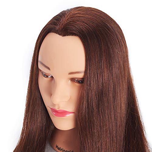 Hairingrid Mannequin Head 24"-26"100% Human Hair Hairdresser Cosmetology Mannequin Manikin Training Head Hair and Free Clamp Holder (R72091LB0418H) - Thumbnail 2