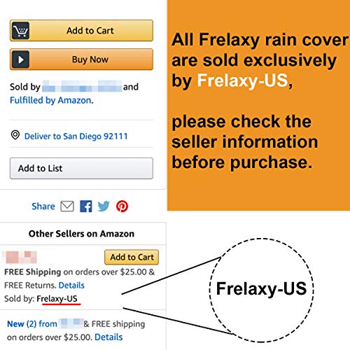 image for Frelaxy Waterproof Backpack Rain Cover (15-90L), Upgraded Vertical Buc