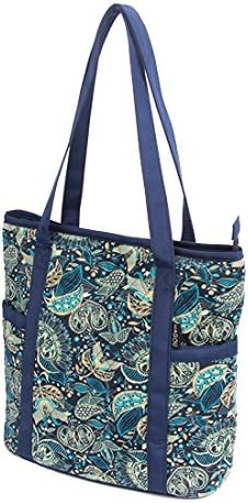 Quilted Cotton Large Tote Bag Shopping Bag Travel Bag (Peacock Blue)