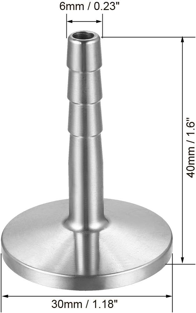 sourcing map Clamp Hose Adapter 1.181 Inch Flange to 1/4 Inch Hose Barb Fitting 2 Pcs, 1/4" - Image 3
