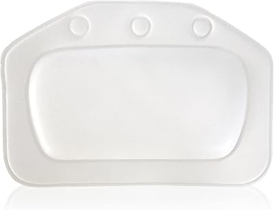 Gukasxi Bathtub Pillow White PVC Head Neck Support Non-slip Suction Cups Spa
