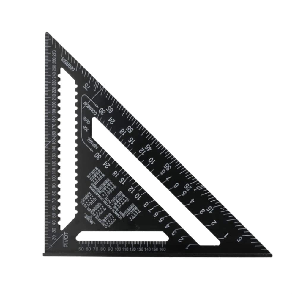 GEEKBOX Triangle Ruler 12 inch Engineer Square Roofing Square High Precision Aluminum Alloy Square Triangle Ruler Carpenter Layout Tool Square Protractor Measuring Tool Engineer Carpenter Woodworking