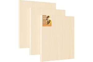 HANSILK Wood Panels for DIY Painting - Christmas Crafts & Home Décor | 12x12 Inch Canvas Wood Boards, Unfinished Wooden Canvas for Adults & Kids (3-Pack)