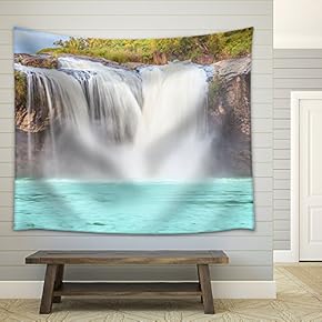 Beautiful Dry Sap Waterfall in Vietnam. Panorama - Fabric Wall Tapestry Home Decor - 51x60 inches