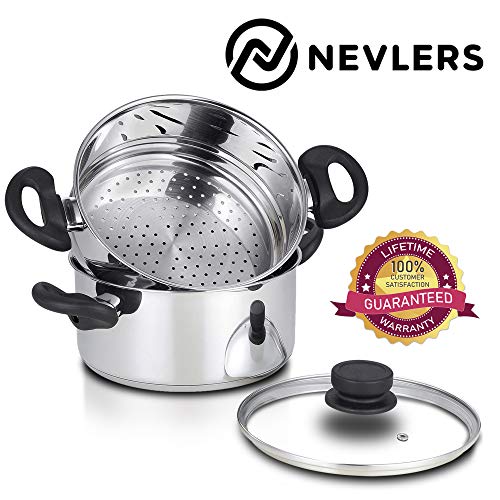 Nevlers-Stainless-Steel-3-Quart-Steamer-Pot-with-2-Quart-Steamer-Insert-and-Glass-Vented-Lid-3-piece-set-Safe-and-Durable-Great-Addition-to-Every-Kitchen