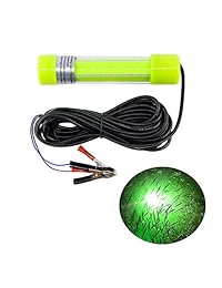 AGOOL Luz de Pesca Submarina Super Brillante Señuelo Buscador de Cebo Luz de Pesca Nocturna 20W LED Lámpara 12V 24V con Clip de Batería y Enchufe de Alimentación para Shrimp, Prawns, Calamar y Pescado