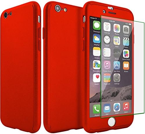 iphone 6 Plus Case,iphone 6S Plus Case ,sxxissky Ultra-thin Full Body Coverage Frosting Case with [Tempered Glass Screen Protector] Protective Case Cover x for Apple iPhone 6 Plus/6S plus 5.5Inch-Red