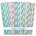 Pastel Stripe Easter Paper Straws - Light Blue Blush Pink Yellow Lilac Lavender - 7.75 Inches - 100 Pack