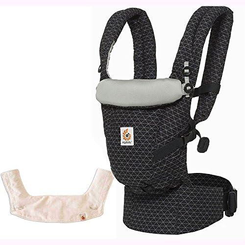 Ergo Baby USA 3 Position Adapt Baby Carrier - Geo Black with Teething Pad and Bib