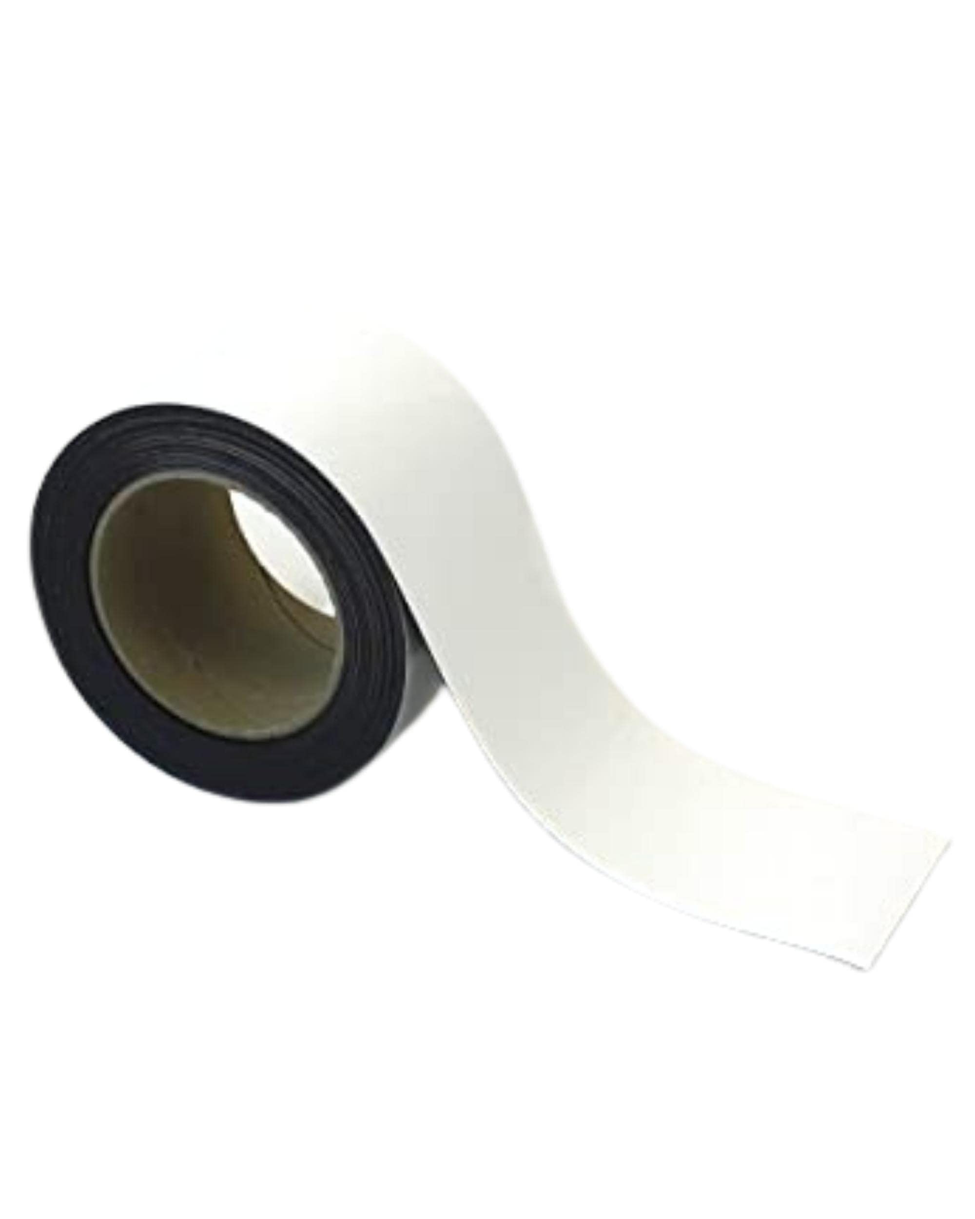 Magnetic Steel Easy-Wipe Tape, Thin & Flexible, Cut to Fit Strip, Strong Magnetic Tape, High Visible Identification, Suitable For All Non-Magnetic Surfaces - White - H.80mm x W.10M