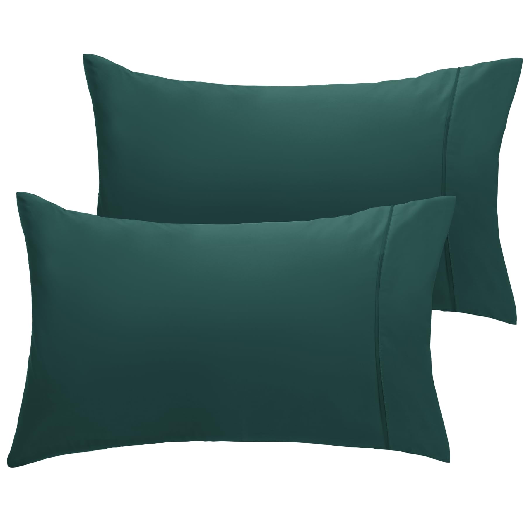 LuxClub Collection Pillowcases 2 Pack - Eco Friendly Wrinkle Free Cooling Pillow Cases with Satin Trim - Machine Washable Hotel Bedding Silky Soft - Emerald King