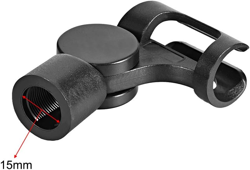sourcing map 2Pcs Universal Microphone Mic Clip Holder for 17mm Mic Stand Handheld 15mm Thread Dia, black - Image 5