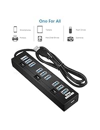 Hub USB 3.0, ELEGIANT alta velocidad 10 puertos USB Hub de datos divisor con adaptador de alimentación de CA y puertos de carga para ordenador MacBook Mac Pro Mini Surface Pro 4 portátil PC Mobile HDD