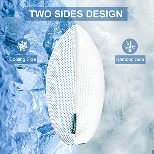 Bravbowerry Cooling Shredded Memory Foam Pillow 2 Packs Cooling Bed