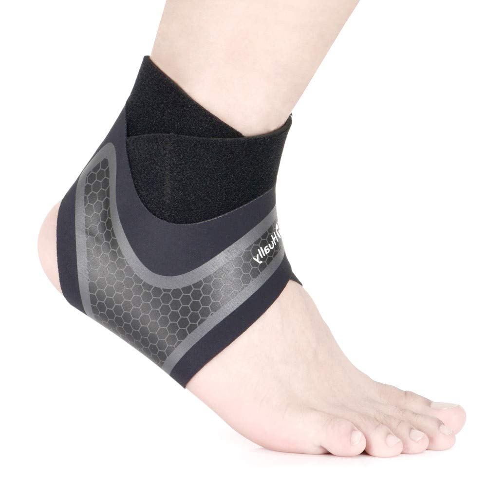 Hually Ankle brace, 1 Pair Ankle support with Adjustable Breathable and Comfortable, Ankle Wrap Ideal for Man and Women,Elastic Nylon Materia Ankle Straps for Sport Sprains Fatigue One Size fit all