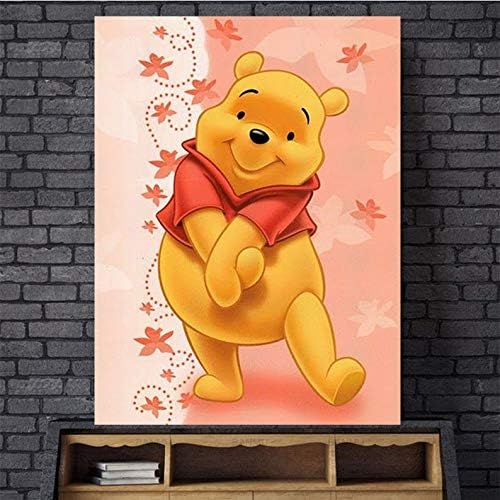 Handmade 5D Diamond Painting Cartoon Winnie The Pooh Cross Stitch Full Round Drill(40x30cm）