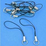 Cell Phone Strap Black/ Silver Tone Split Ring (10)