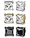 Jstyle 3 Pairs Stainless Steel Mens Womens Magnetic Stud Earrings Non-piercing CZ 5-8mm