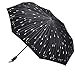 Compact Folding Travel Umbrella Windproof Waterproof, Auto Open Close with Teflon Coating Dry Quickly, LED Flashlight Handle, Meteor