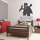 Personalized Wall Decals - Lego Batman with Name Below - Superhero Party Decorations, Kids Bedroom Wall Stickers, DC Comics