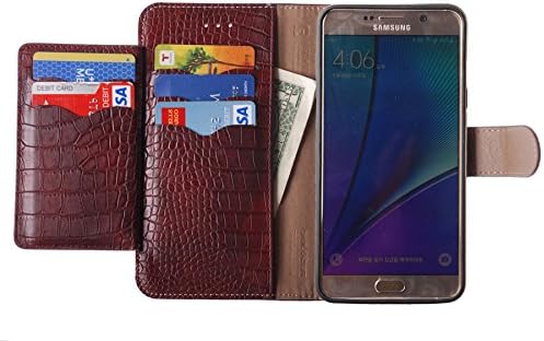 Note5 Case, [Vintage Brown] Bi-Fold Flip Cover [Book Wallet] Leather Case [6 Card Slot] Cover For Galaxy Note 5 (Wine)