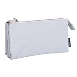 O,Like Super Capacity Pencil Case Three Compartment Pencil Holer Pencil Pouch Pen Bag Cosmetic Bag (grey)