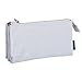 O,Like Super Capacity Pencil Case Three Compartment Pencil Holer Pencil Pouch Pen Bag Cosmetic Bag (grey)