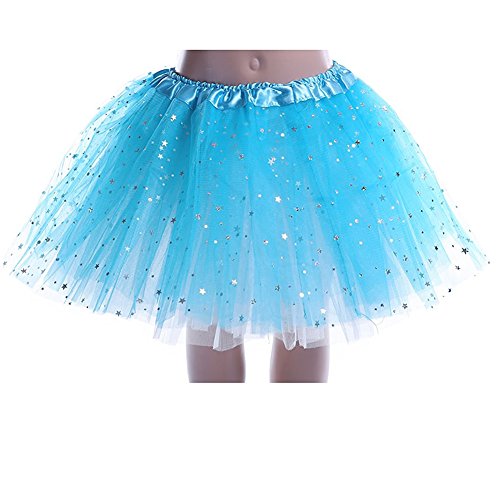 Dahen Kids Girls Professional 3 Layers Dance Tutu Tulle Skirt Princess Ballet Dance Dress With Sparkling Sequi