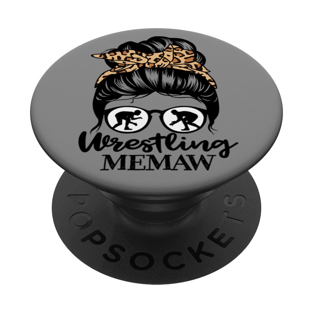 Wrestling Memaw Messy Bun Hair Funny Wrestler Memaw PopSockets Swappable PopGrip