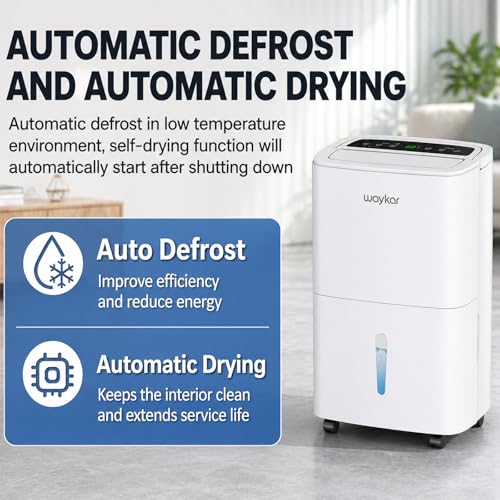 80 Pint Dehumidifiers for Basements Home (Covers 5200 Sq.Ft) | With Continuous Drain Hose,Water Tank,Auto Defrost,Restart,Energy-Saving,24H Timer & Quiet Operation for Garage,Bedroom