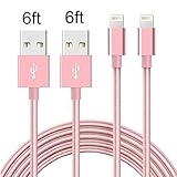 Lightning Cable KINGBACK 2Pack 6FT Nylon Braided 8 Pin Charge Cord USB Charging Cable Charger for Apple iPhone 7/7 Plus/6/6s/6 Plus/6s Plus/5/5c/5s/SE,iPad iPod Nano iPod Touch