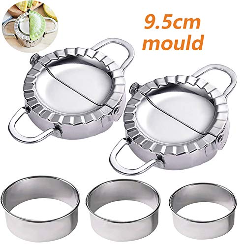 Youngneer Dumpling Maker Set with 2PCS Dumpling Press Molds Mould Large 9.5 cm 3.74" & 3 PCS Dumpling Skin Maker Cutter Stainless Steel Pierogi Maker Wrappers for Dumpling Pie Ravioli Empanadas - Thumbnail 7