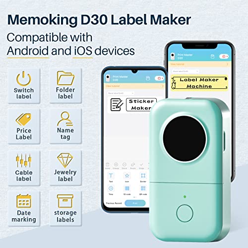 Memoking Label Makers D30 Bluetooth Thermal Label Maker Machine, Smart