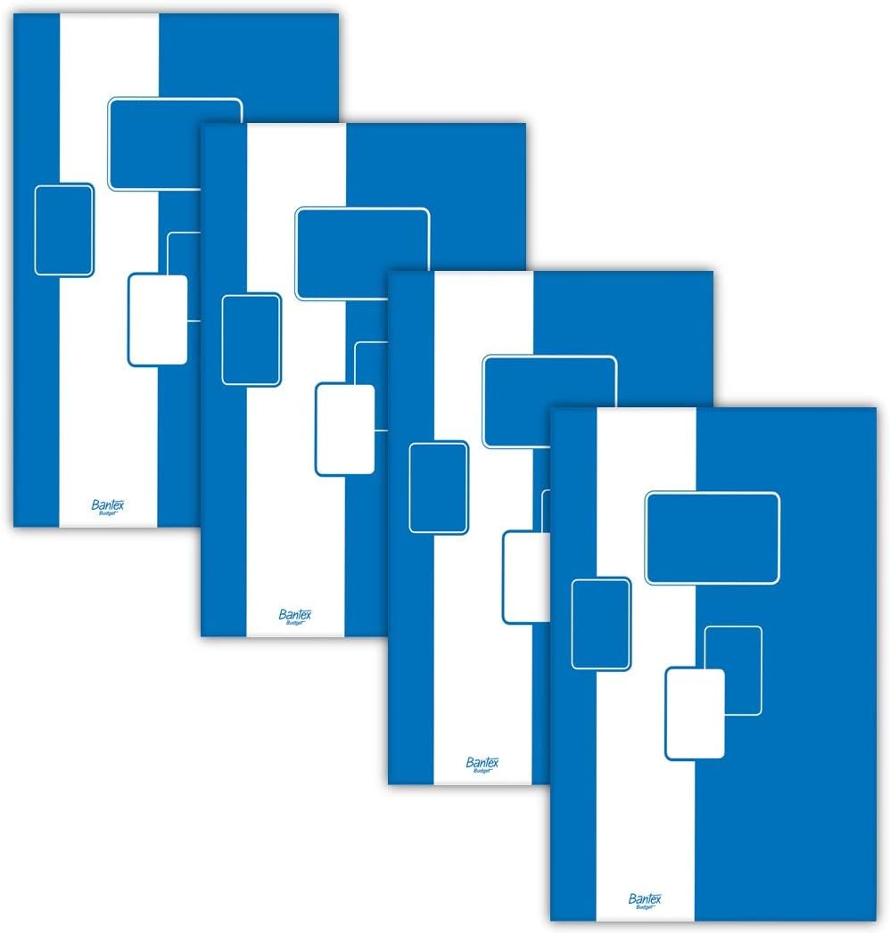 4 x A4 Squared Notebook/Letter Pad - 100 Sheets - Bantex Budget, blue