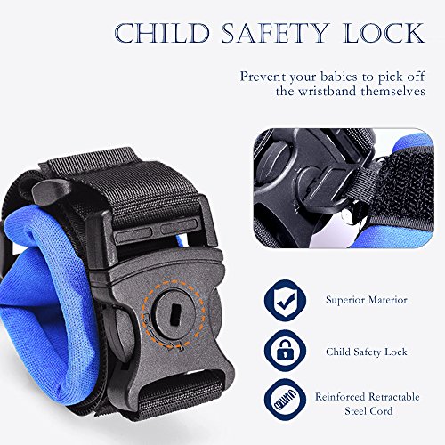 Reflective Anti Lost Wrist Link with Child Lock, Siyoo Toddler Child Harness Leash for Outdoor Activities, Shopping, Pack of 2 (4.92ft Green & 8.2ft Blue) - Thumbnail 2