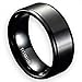 8mm Noble Black Brush Titanium Ring with Polished Step Edges and Matte Center Comfort Fit Wedding Bands for Women/Men, Christmas Gift for Boyfriend/Girl Friend/Children, Couple Matching Wide Rings with Grooves, Tail Ring Thumb Ring (10)