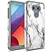 Rosebono for LG G6 Case, Hybrid Dual Layer Shockproof Hard Cover Graphic Fashion Cute Colorful Silicone Skin Case for LG G6 - White Marble